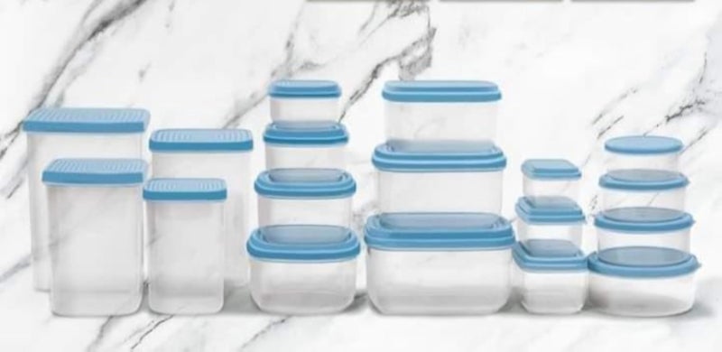 مجموعة حاويات الطعام "الوطنية" من دولار للاستيراد، 18 قطعة، شفافة/متعددة الألوان